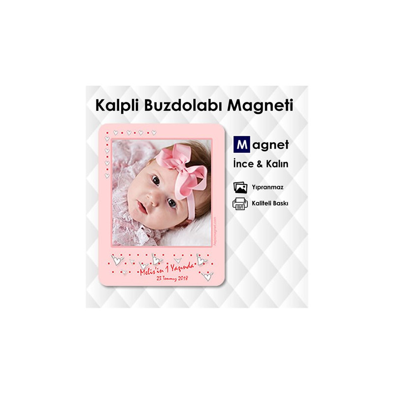 Kız Bebek ve Çocuklar İçin Kalpli Magnet