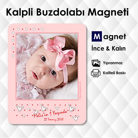 Kız Bebek ve Çocuklar İçin Kalpli Magnet