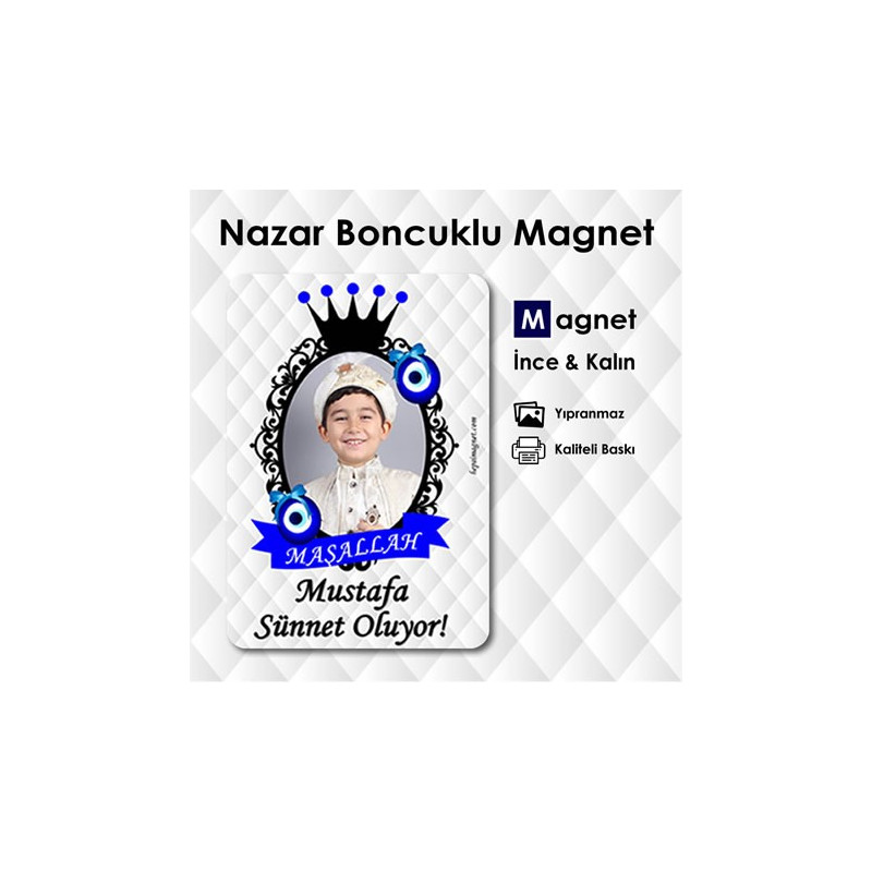 Nazar Boncuklu Taçlı Sünnet Magnet Modelleri