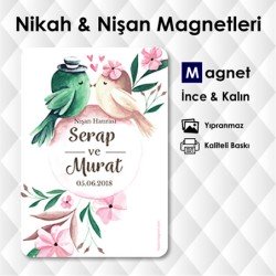 Kuş Çiçek Temalı Nişan Günü İçin Magnet