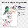 Kuş Çiçek Temalı Nişan Günü İçin Magnet