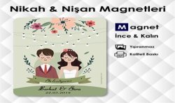 Çiçek ve Ampul Temalı Düğün Günü İçin Magnet