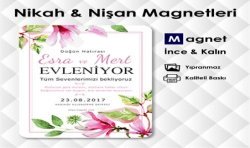 Pembe Suluboya Manolya Temalı Düğün İçin Magnet