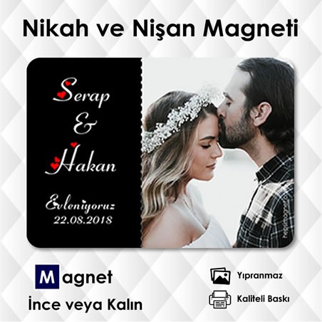 Kişiye Özel Resimli Nikah Magneti