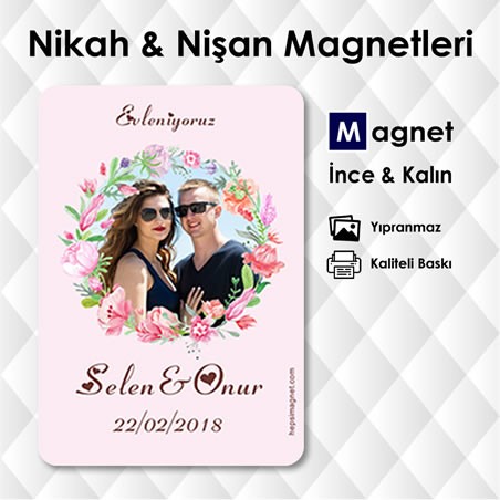 Çiçekli Nikah Nişan İçin Fotoğraflı Magnet Çiçekli Nikah Nişan İçin Fotoğraflı Magnet