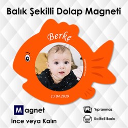 Turuncu Tonlarda Balık Şekilli Resimli Magnet