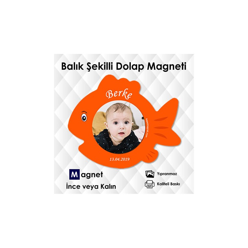 Turuncu Tonlarda Balık Şekilli Resimli Magnet