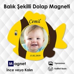 Sarı Kahverengi Renklerde Balık Şekilli Resimli Magnet