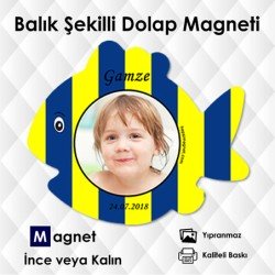 Sarı Lacivert Balık Bebekler İçin FotoMagnet