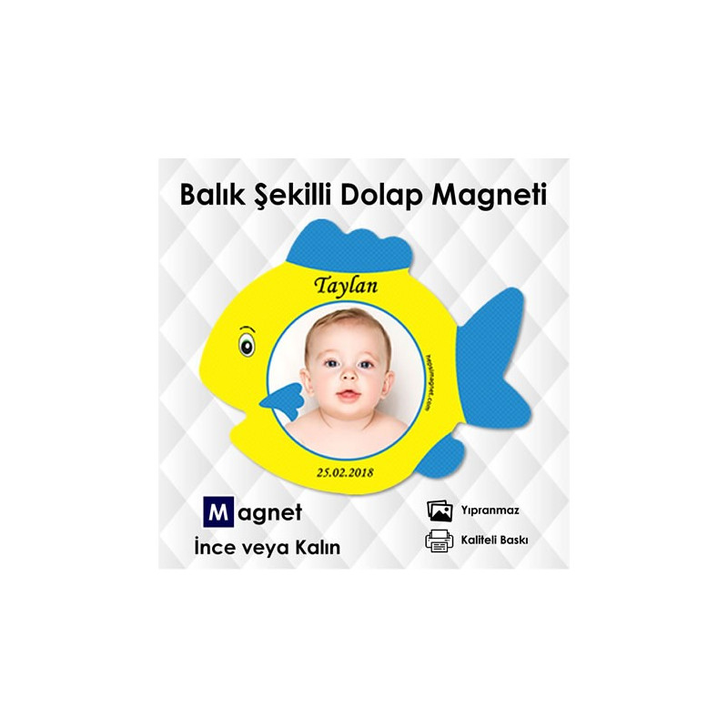 Sevimli Balık Şekilli Fotoğraflı Magnet