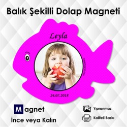 Kız Bebekler İçin Pembe Tonlarda Balık Şekilli Resimli Magnet