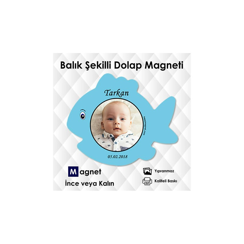 Erkek Bebekler İçin Balık Şekilli Resimli Magnet