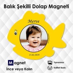 Sevimli Sarı Balık Resimli Magnet