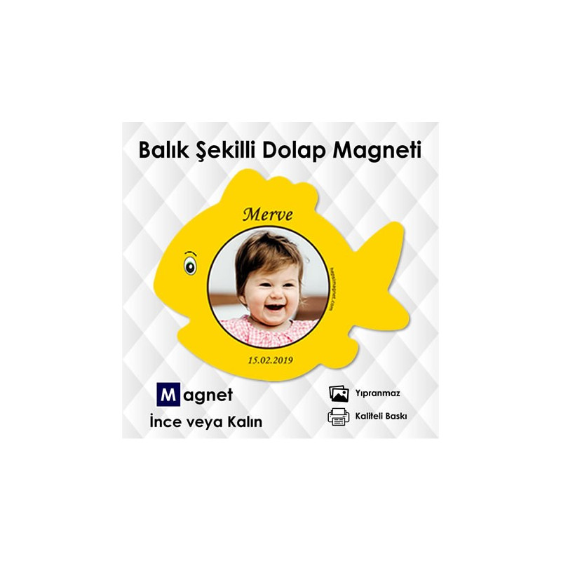 Sevimli Sarı Balık Resimli Magnet