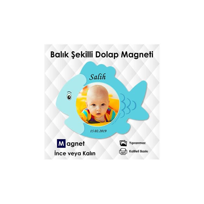 Erkek Bebekler İçin Balık Şekilli Resimli Magnet