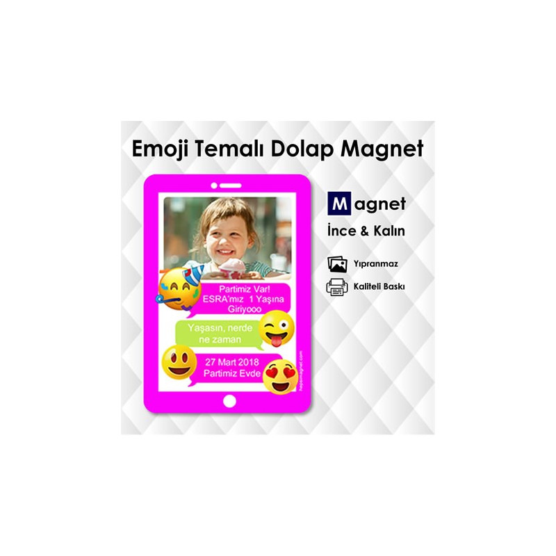 Emojili Resimli ve Mobil Temalı Magnet