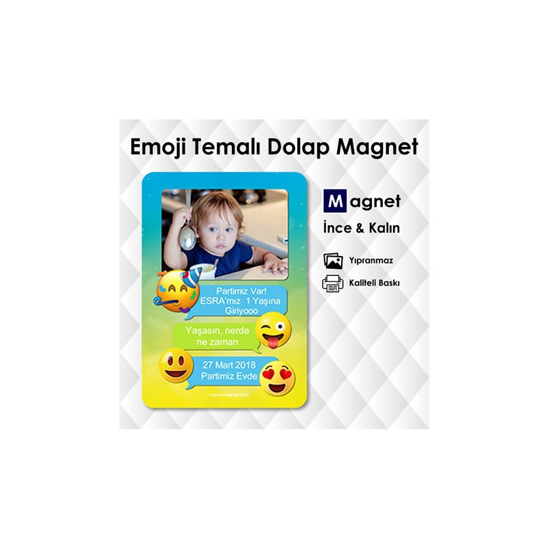 Emoji Konseptli Fotoğraflı Magnetler