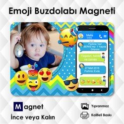 Mobil ve Emoji' li Fotoğraflı Magnet