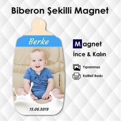 Erkek Bebekler İçin Biberon Şekilli Özel Kesim FotoMagnet Kod: