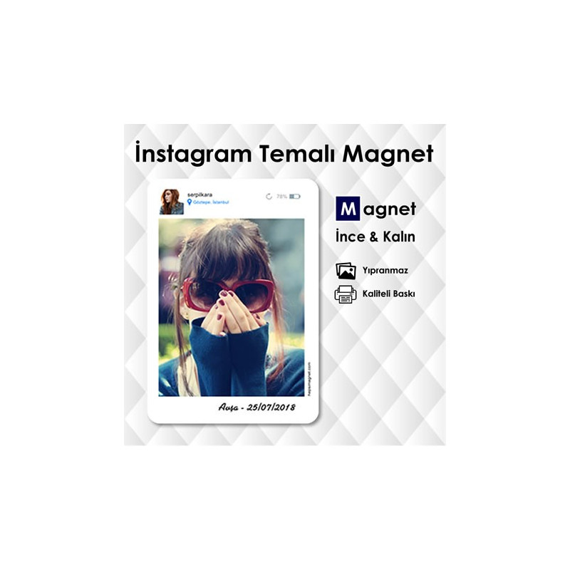 İnstagram Sitesi Temalı Kişiye Özel Resimli Magnet