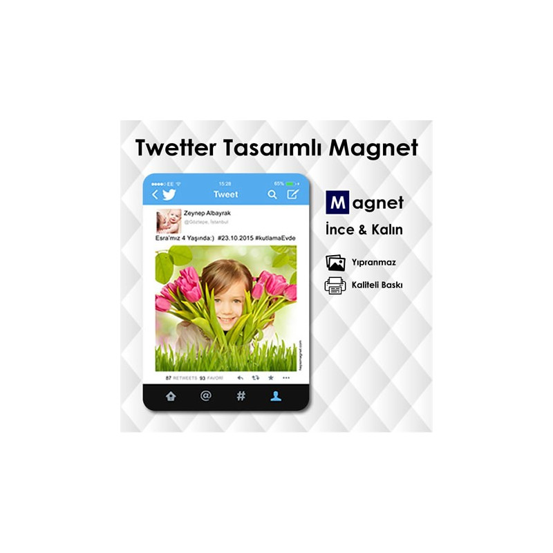 Twitter Mobil Temalı Buzdolabı Magneti