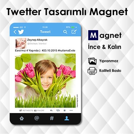 Twitter Mobil Temalı Buzdolabı Magneti