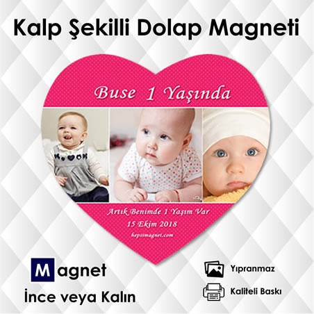 Kalp Şekilli Pembe Tonlarda Magnet