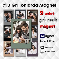 Gri Tonlarda 9 Parçalı Renkli Magnet