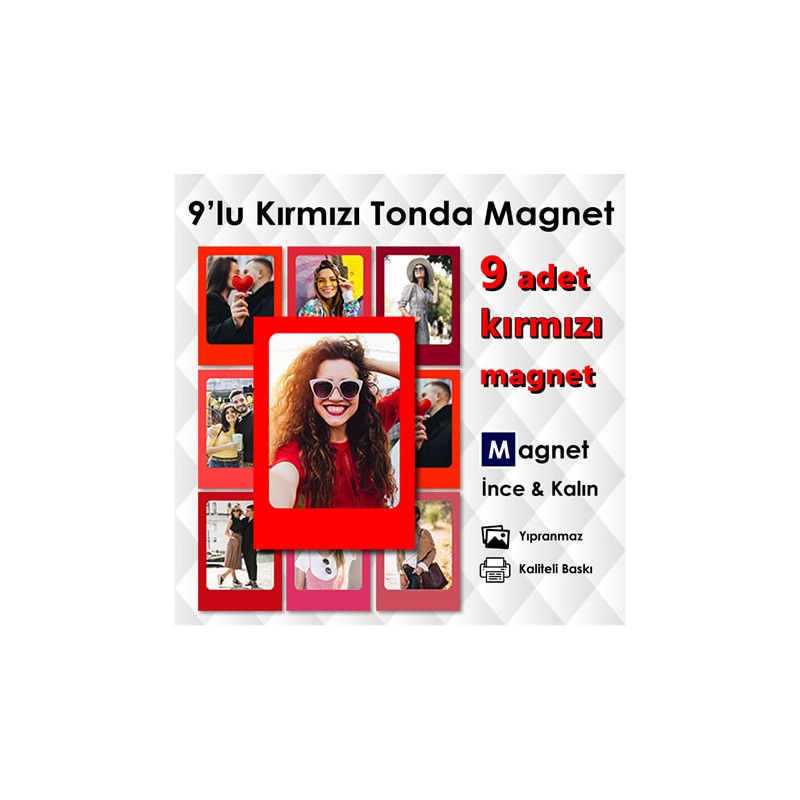 Kırmızı Tonlarda 9 Parçalı Renkli Magnet