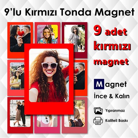 Kırmızı Tonlarda 9 Parçalı Renkli Magnet Kırmızı Tonlarda 9 Parçalı Renkli Magnet