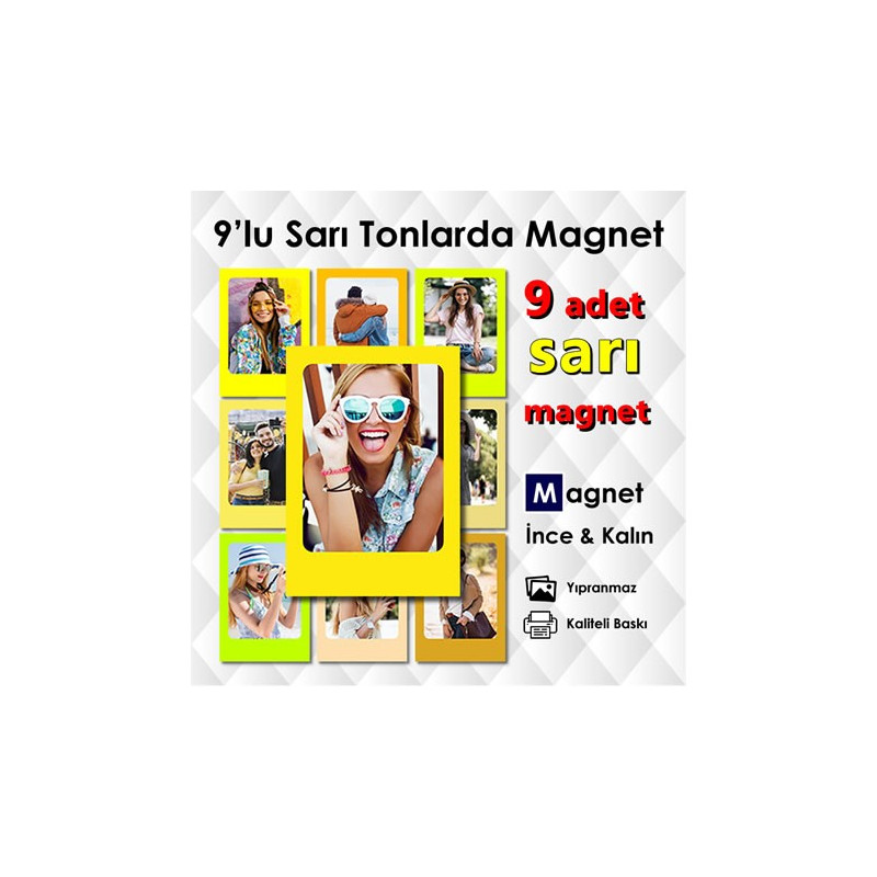 Sarı Tonlarda 9 Parçalı Renkli Magnet