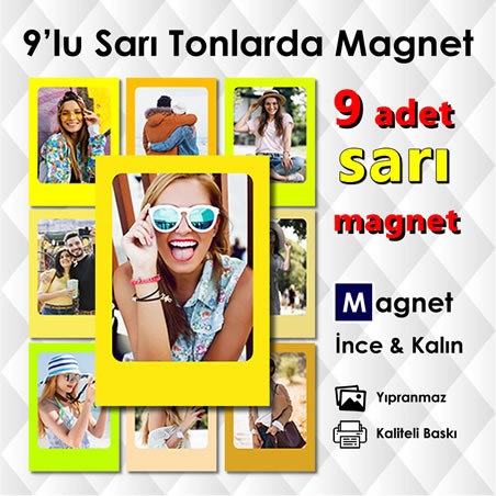 Sarı Tonlarda 9 Parçalı Renkli Magnet