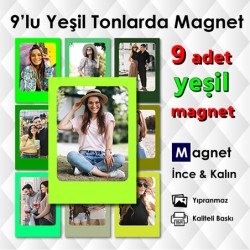 Yeşil Tonlarda 9 Parçalı Renkli Magnet