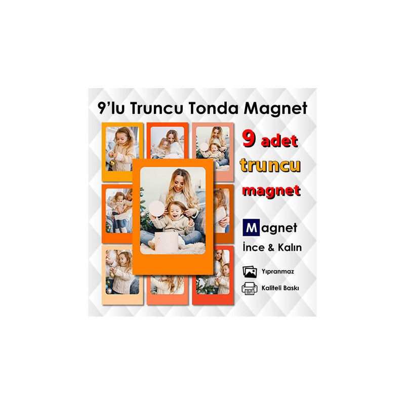 Turuncu Tonlarda 9 Parçalı Renkli Magnet