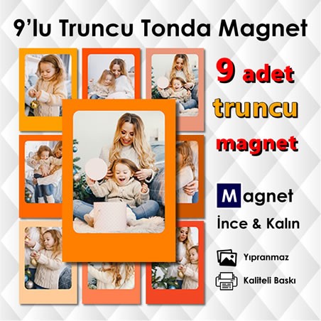 Turuncu Tonlarda 9 Parçalı Renkli Magnet
