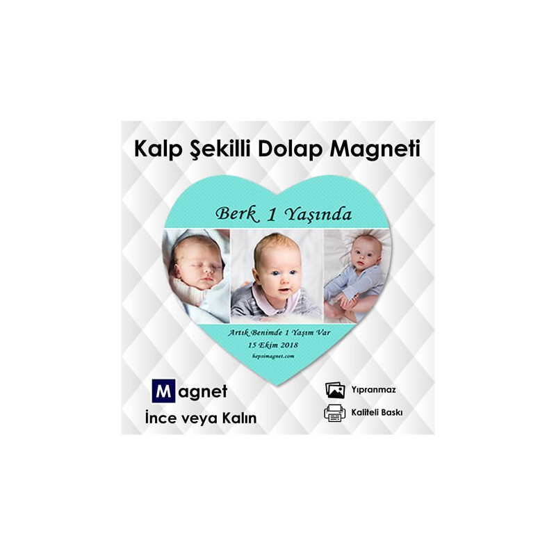 Kalp Şekilli Mavi Tonlarda Magnet