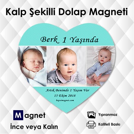 Kalp Şekilli Mavi Tonlarda Magnet