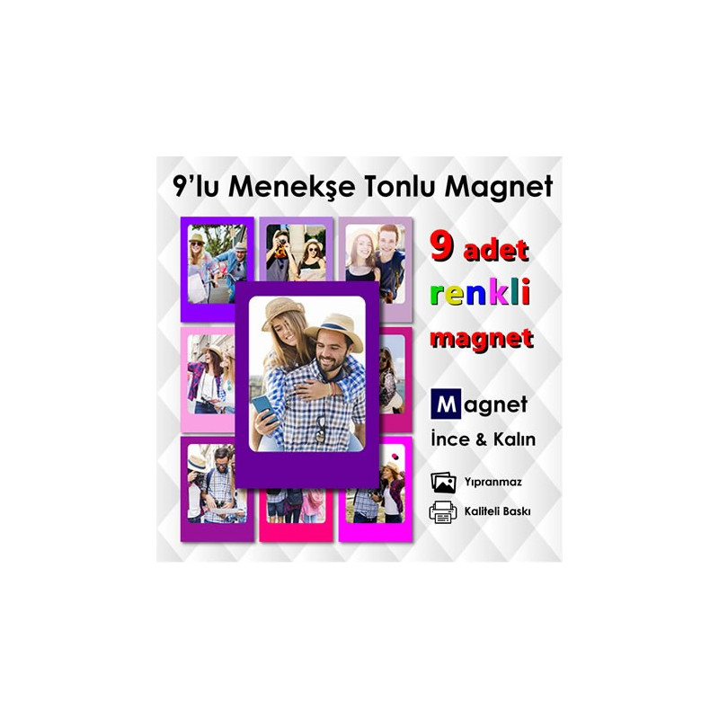 Menekşe Tonlarda 9 Parçalı Renkli Magnet