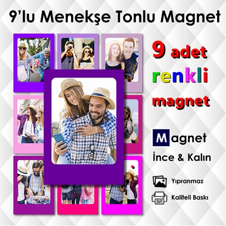 Menekşe Tonlarda 9 Parçalı Renkli Magnet