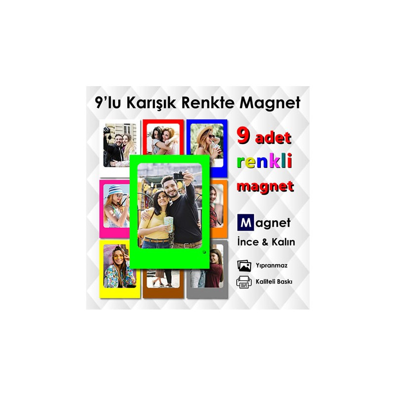 Karışık Renklerde 9 Parçalı Renkli Magnet