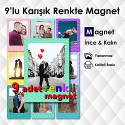 Farkı Renk ve Desenlerde 9 Parçalı Renkli Magnet