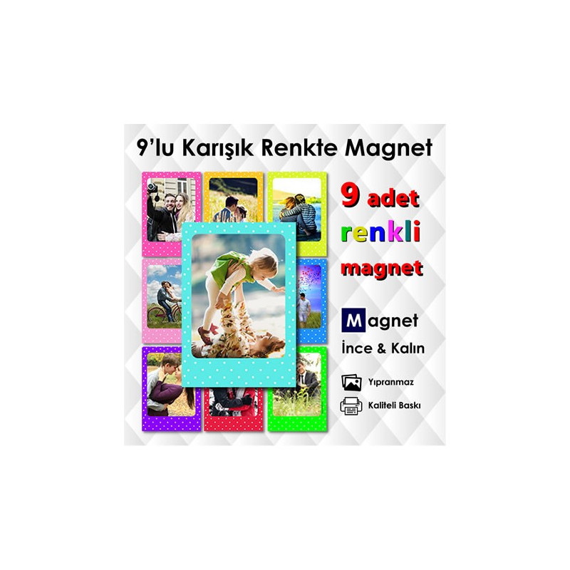 9 Parçalı Puantiyeli Renkli Magnet