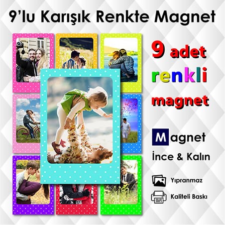 9 Parçalı Puantiyeli Renkli Magnet