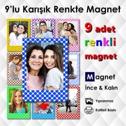 9 Parçalı Puantiyeli Renkli Magnet