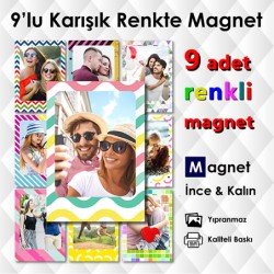 9 Adet Farklı Desenlerde Renkli Magnet