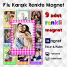 9 Adet Pötikare Desenlerde Renkli Magnet