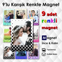 Farklı Desenlerde 9 Parça Renkli Buzdolabı Magneti