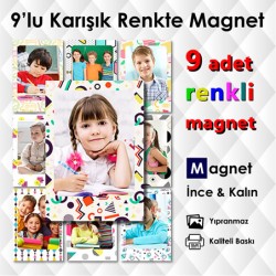 9 Parça  Geometrik Şekilli Renkli Magnetler