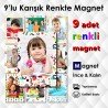 9 Parça  Geometrik Şekilli Renkli Magnetler