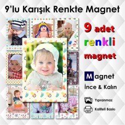 9 Adet Farklı Desenlerde Renkli Bebek Magneti
